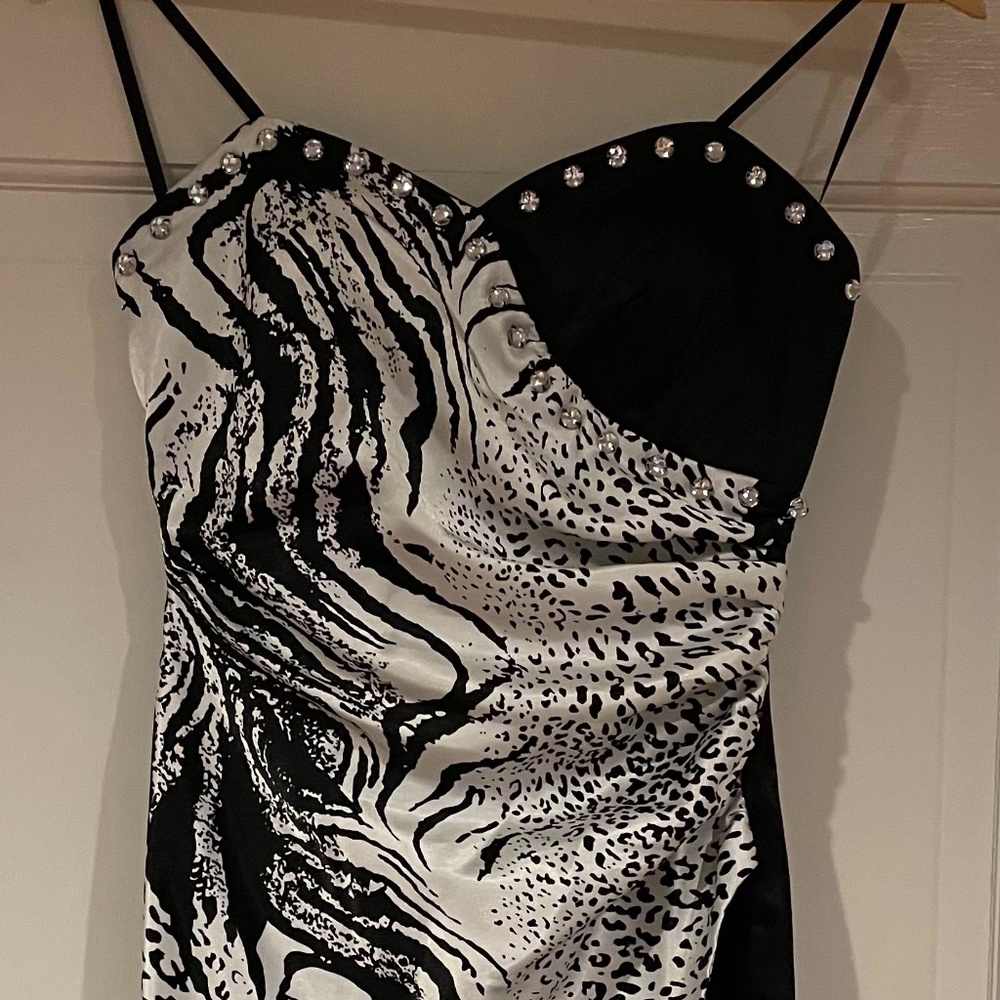 City Triangle Strapless Animal Print Juniors Dress